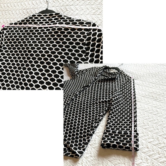 Joseph Ribkoff Asymmetrical One Button Wrap Front Jacket Black/White PrintSize 4 - Picture 11 of 15